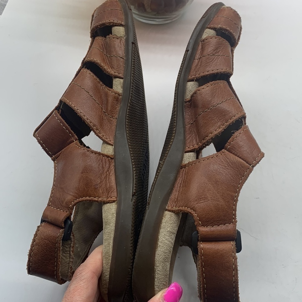 Sperry Brown Leather Fisherman Sandals Sz 9. MS1349C - Picture 6 of 8